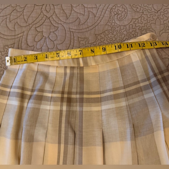 VTG 70s Pendleton Cream Taupe Tan Pleated Plaid A-Line Midi Maxi Skirt, Size 4 - Picture 7 of 13